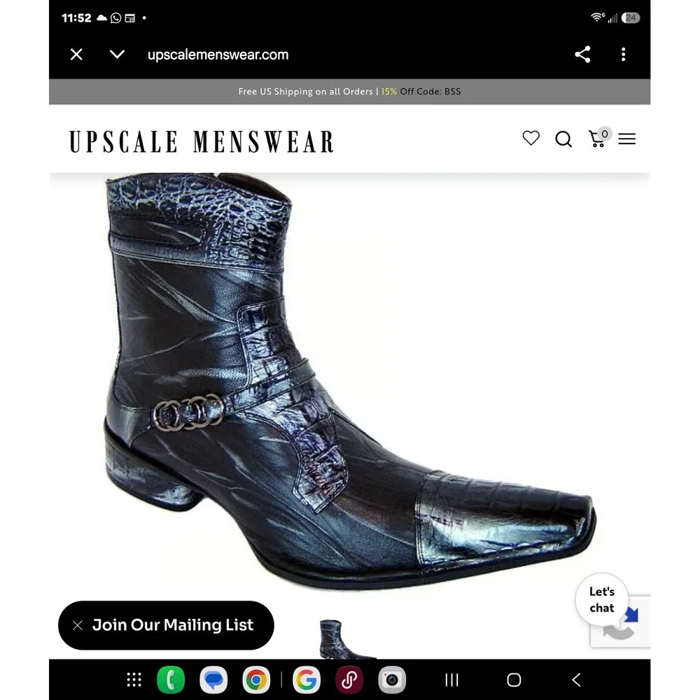 Fiesso Aurelio Garcia Mens Navy Black Croc Embossed Ankle Boots Harness Size 7